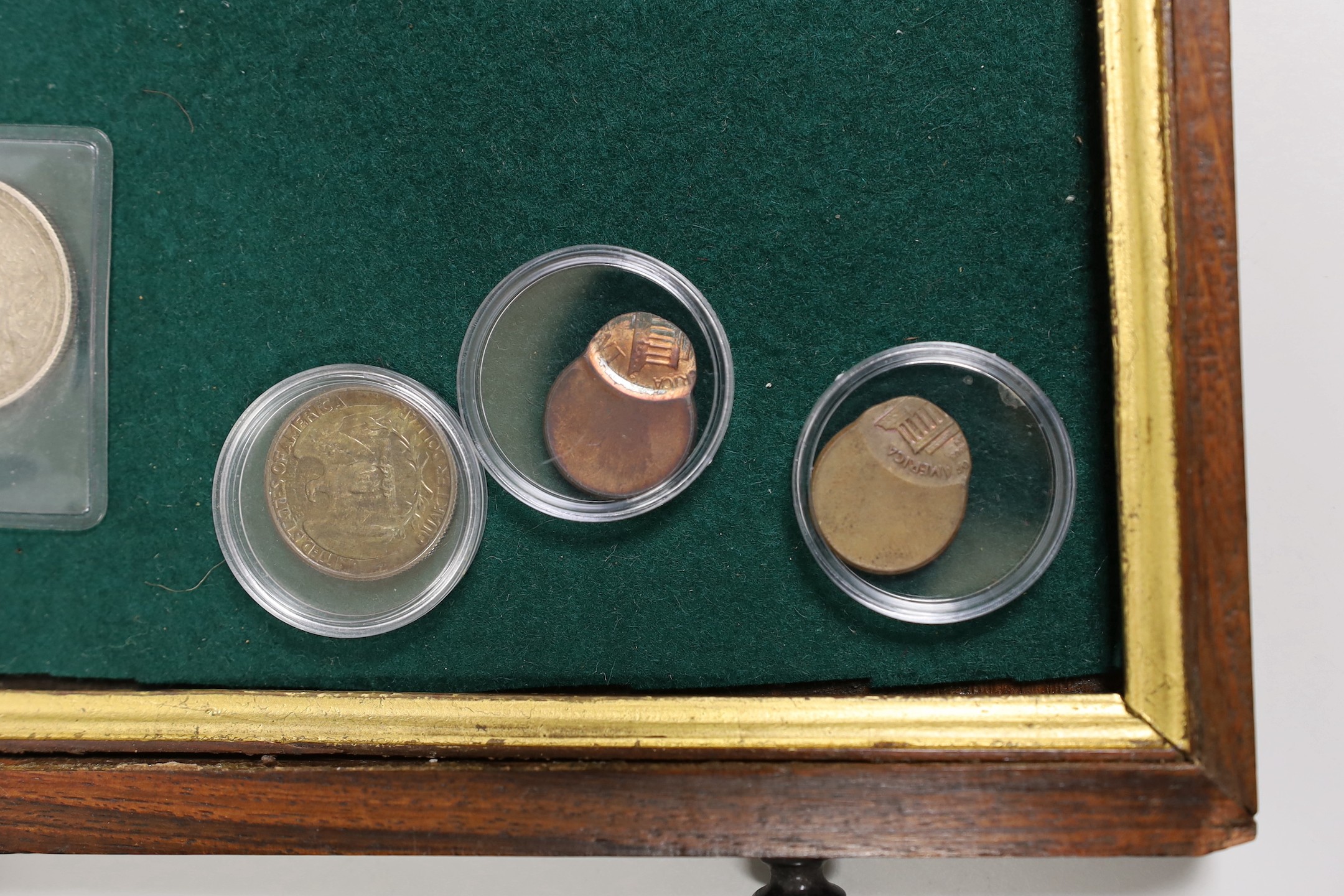 World coins - British-India, George V, 1 Rupee, (1911) Pig elephant, UNC, two U.S. one cent planchet die errors, U.S. quarter dollar 1932, Russia 1 rouble 1894, near VF, a Tectosages AR cross coin, European medieval coin